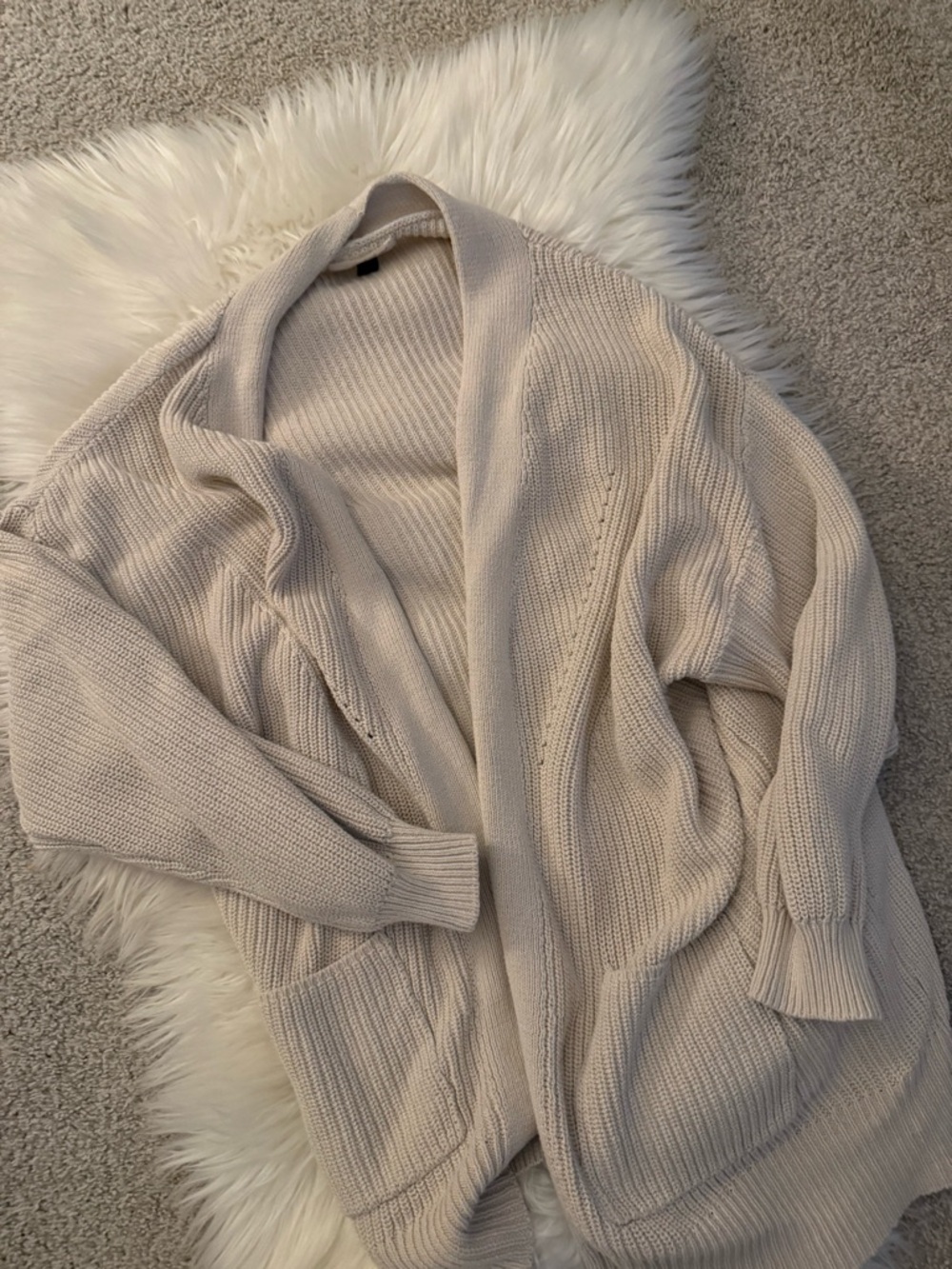 Cozy Open-Front Women's Cardigan Sweater - Cream
